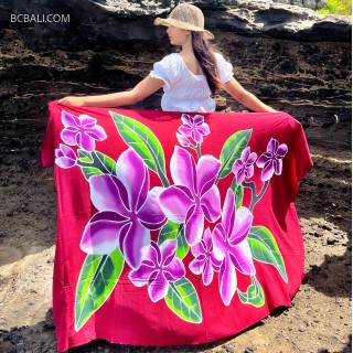 High Quality Rayon Sarongs Handpainted New Design Balinese Flowers Beachwear Women Summer